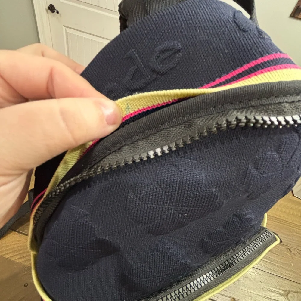 Kate Spade Sport Knit Medium Backpack in Navy with Yellow and Pink Trim